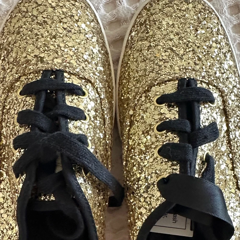Keds For Kate Spade Gold Glitter Sneakers with Black Laces size 9 New - Picture 7 of 10